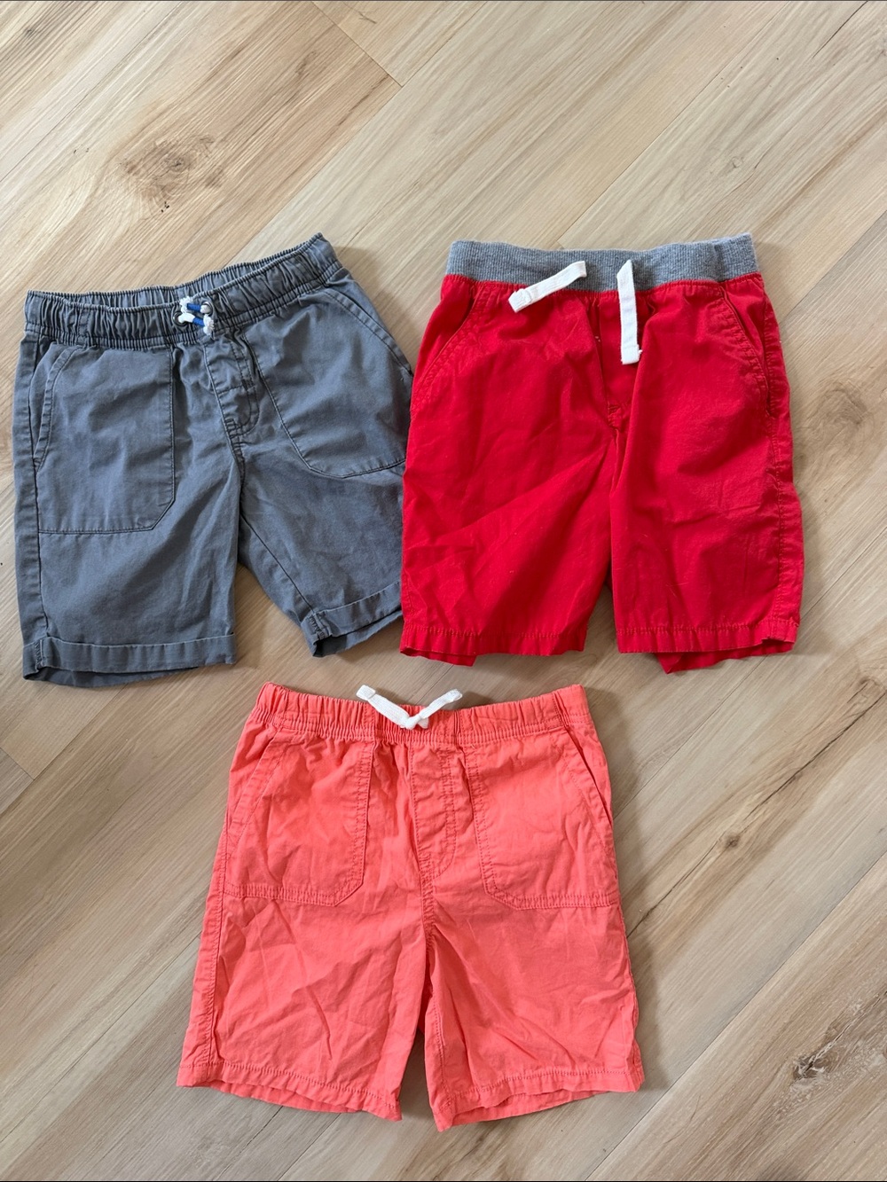 Cat & Jack Red, Gray & Coral Kids Drawstring Shorts Trio